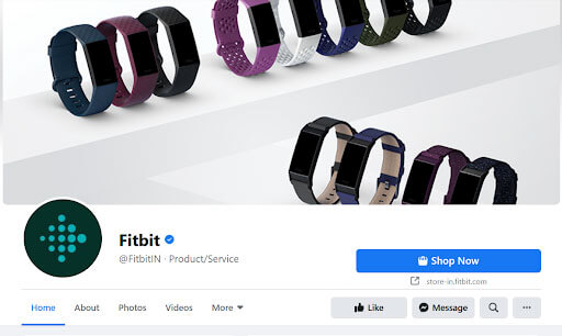 Facebook home page of Fitbit