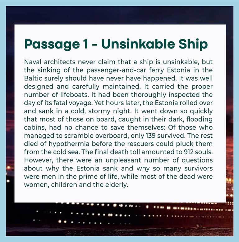 Passage 1- Unsinkable Ship